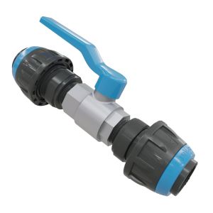 Egyenes csatlakozó golyós csappal 20 mm - G1/2", kék