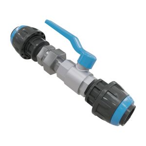 Egyenes csatlakozó golyós csappal, hollanderes 20 mm - G1/2", kék