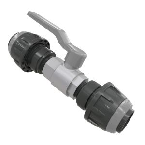 Egyenes csatlakozó golyós csappal 20 mm - G1/2", szürke