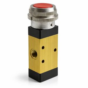 Piros nyomógombos szelep, 3/2, G1/8, NC, szervós