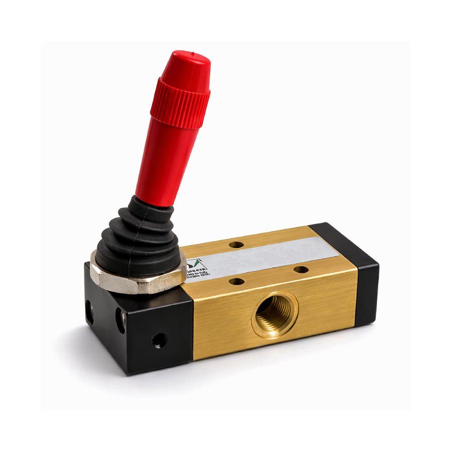 Kézi (piros) karos szelep, 3/2, G1/8, NC, monostabil