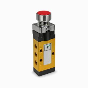 Piros nyomógombos szelep, 5/2, G1/8, monostabil