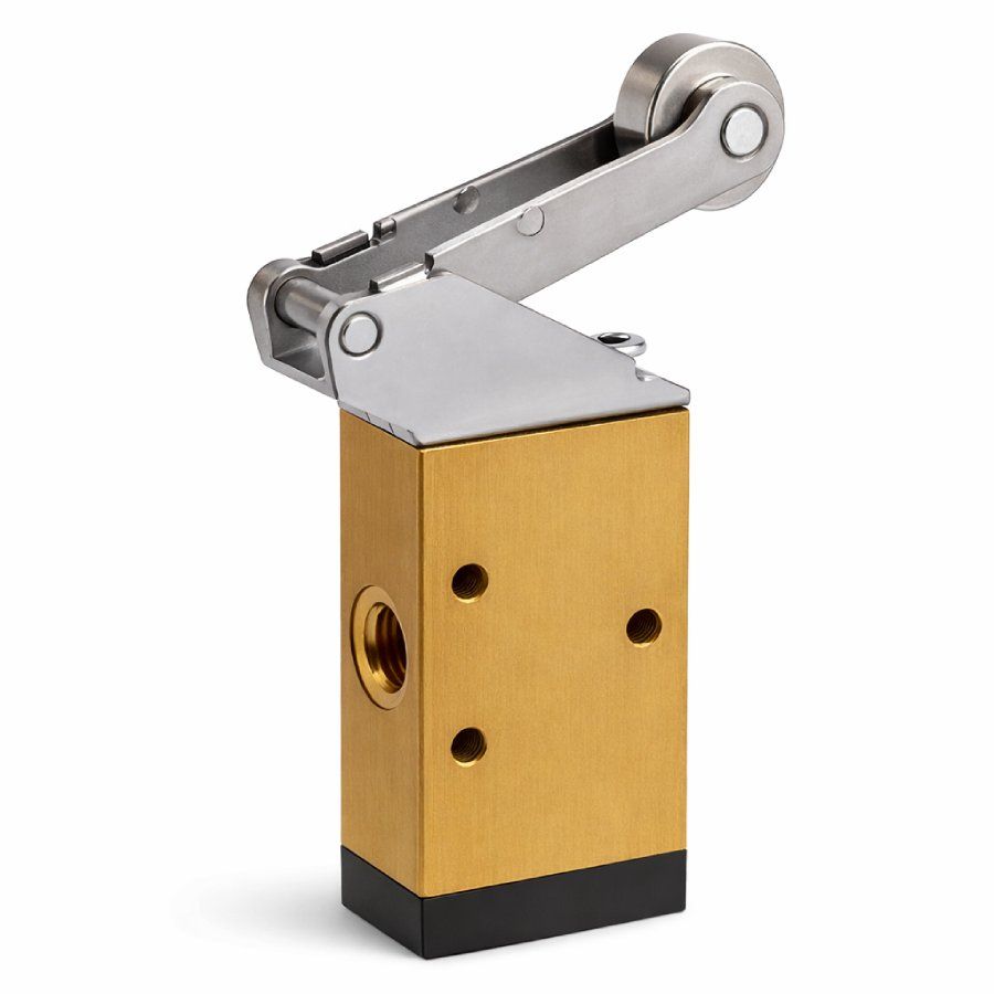 Görgőkaros szelep, 3/2, G1/8, NC, monostabil, (csapágy görgő)