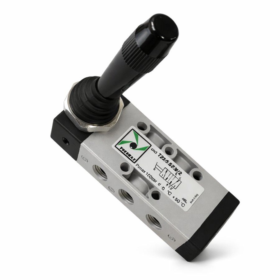 Kézi (fekete) karos szelep, 5/2, G1/8, bistabil, műanyag test (technop.)