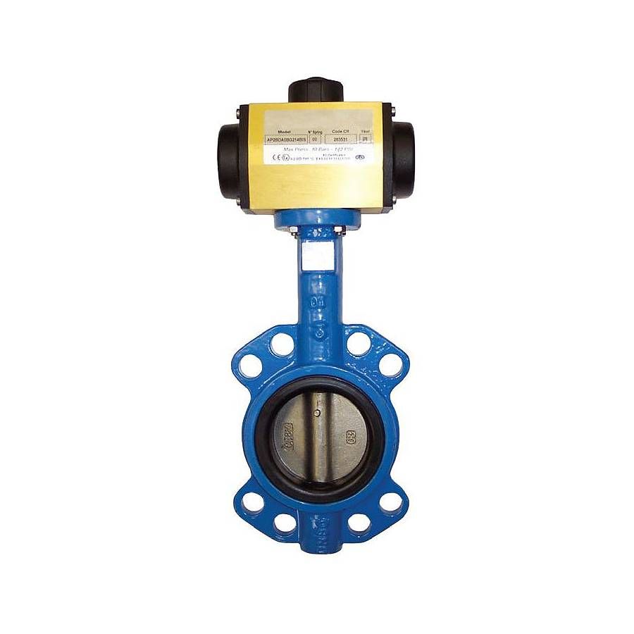 Pillangószelep, kettősm. forgatóhengerrel, r.mentes tányérral, DN40+AP1DA