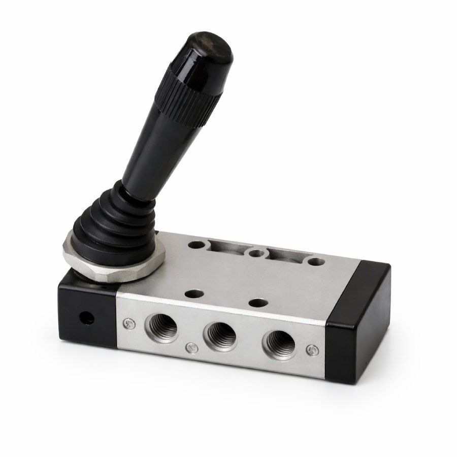 Kézi (fekete) karos szelep, 5/2, G1/8, monostabil, műanyag test (technop.)