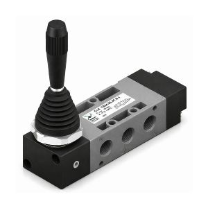 Kézi (fekete) karos szelep, 5/3, G1/4, ms., khz., műanyag test (technop.)