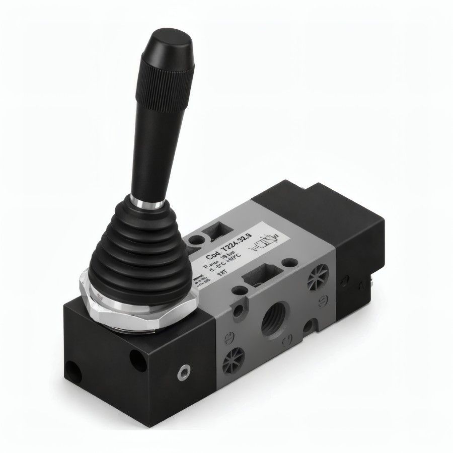 Kézi (fekete) karos szelep, 3/2, G1/4, bistabil, műanyag test (technop.)